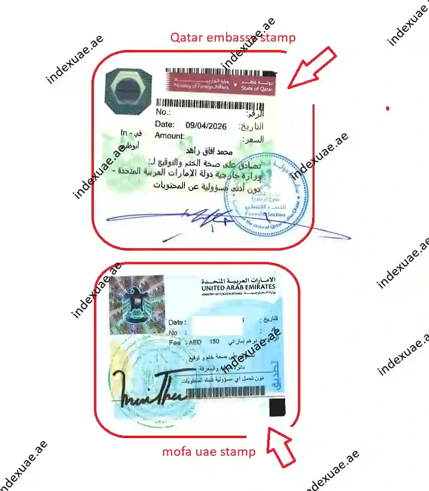 Qatar-Embassy-Attestation-In-Abu-Dhabi-Uae-stamps
